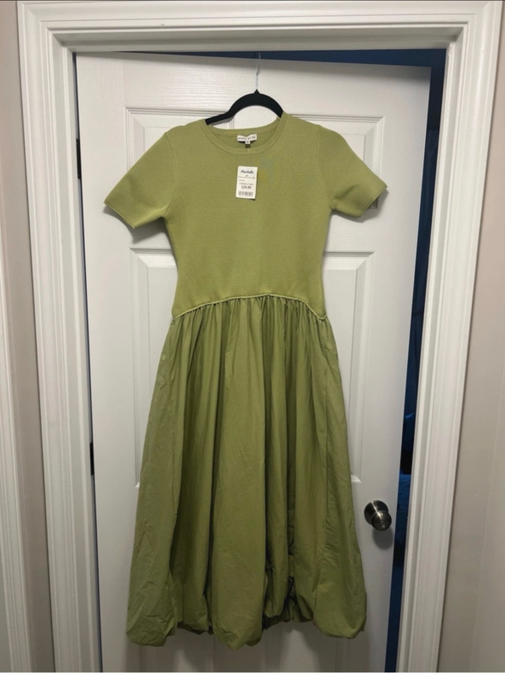 Moon River Green Bubble-hem Maxi Dress